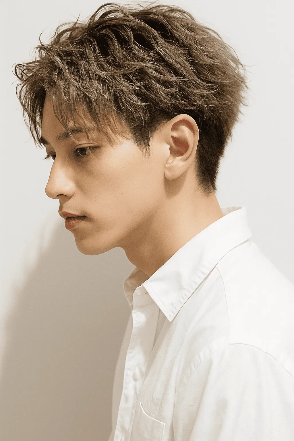 細かく縦巻きにカールを入れることで、束感や立体感を強調できるスパイラルパーマ