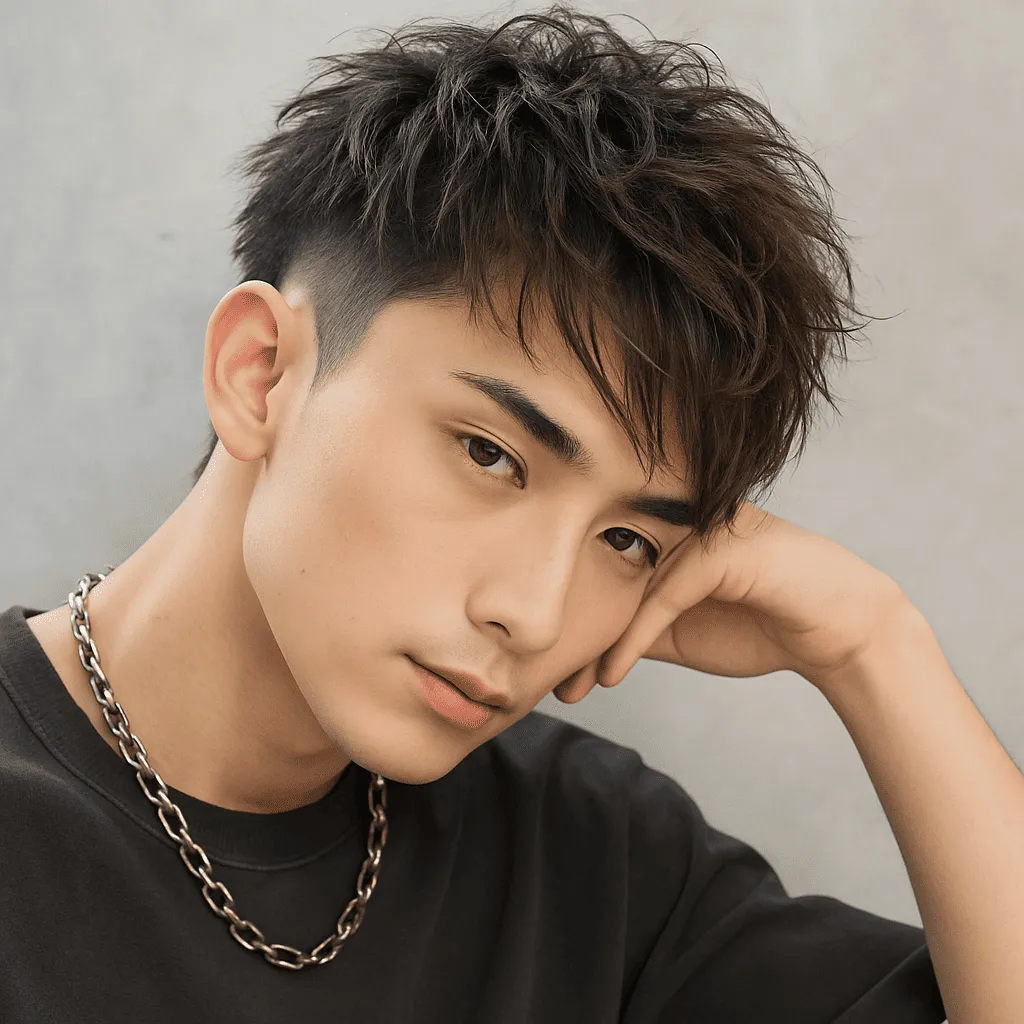 マッシュアシメ×ウェーブパーマ