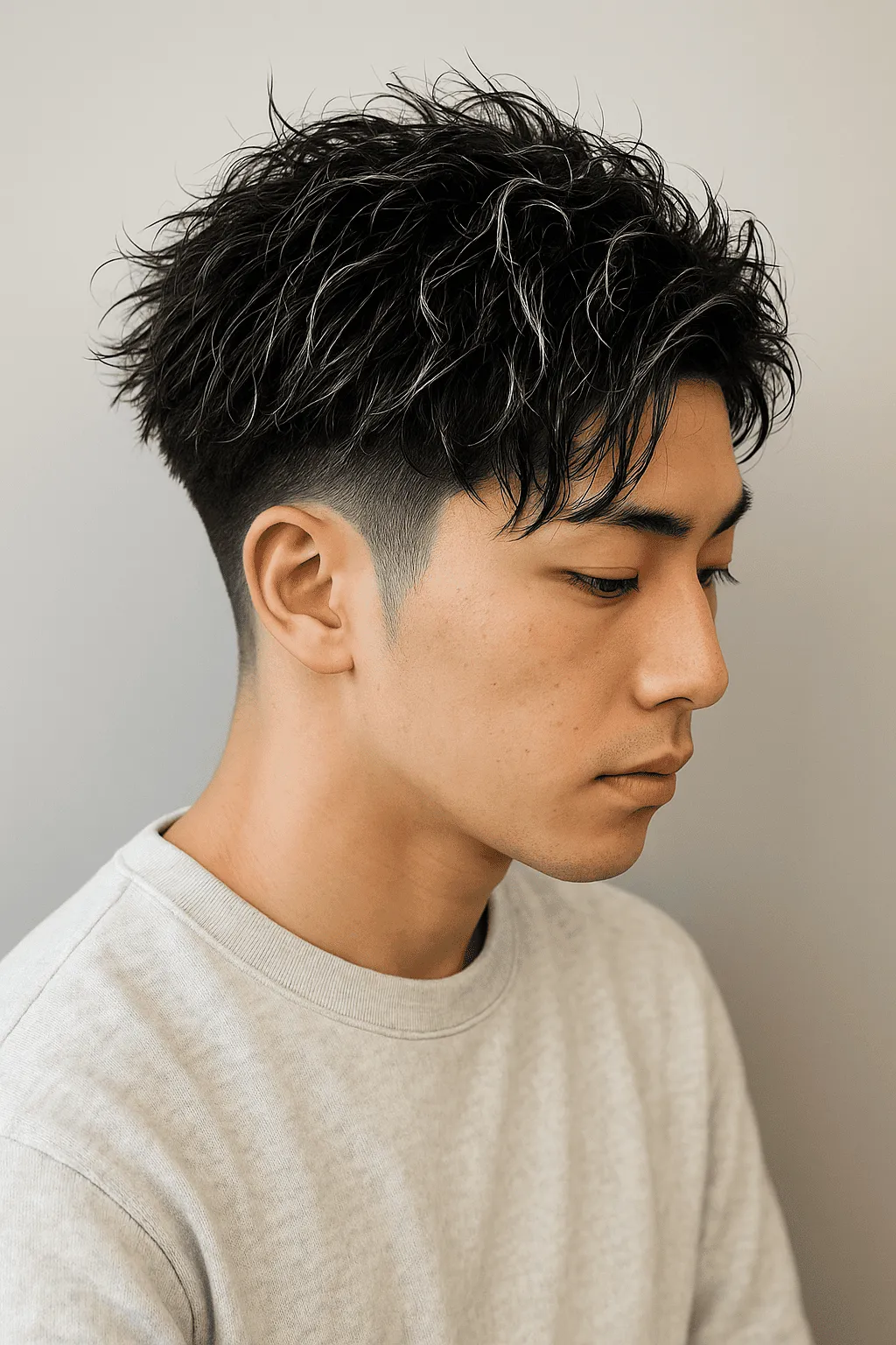 フェード×パーマ＋メッシュスタイル