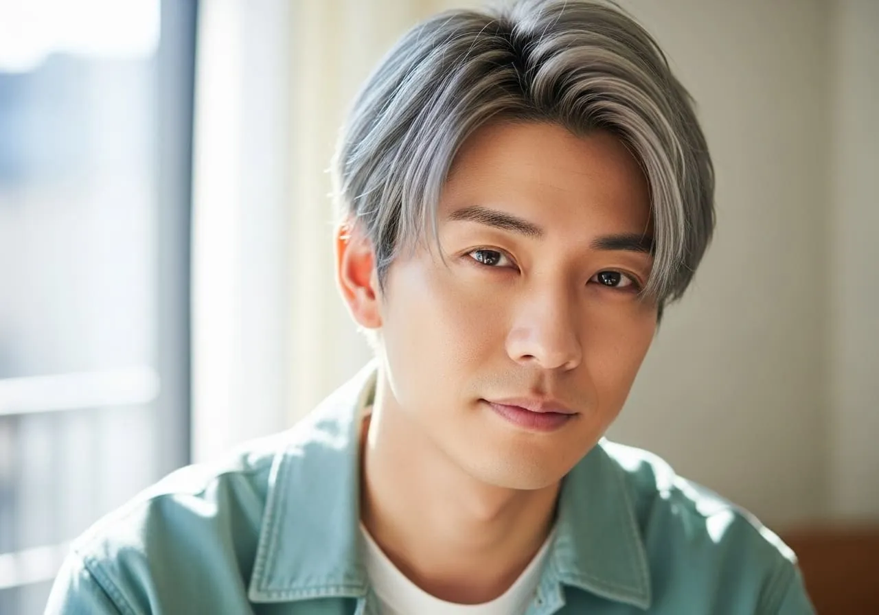 グレーカラーに染めた男性